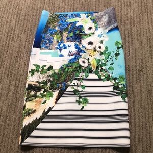 Clover Canyon Corfu Blue Neoprene Pencil Skirt XS